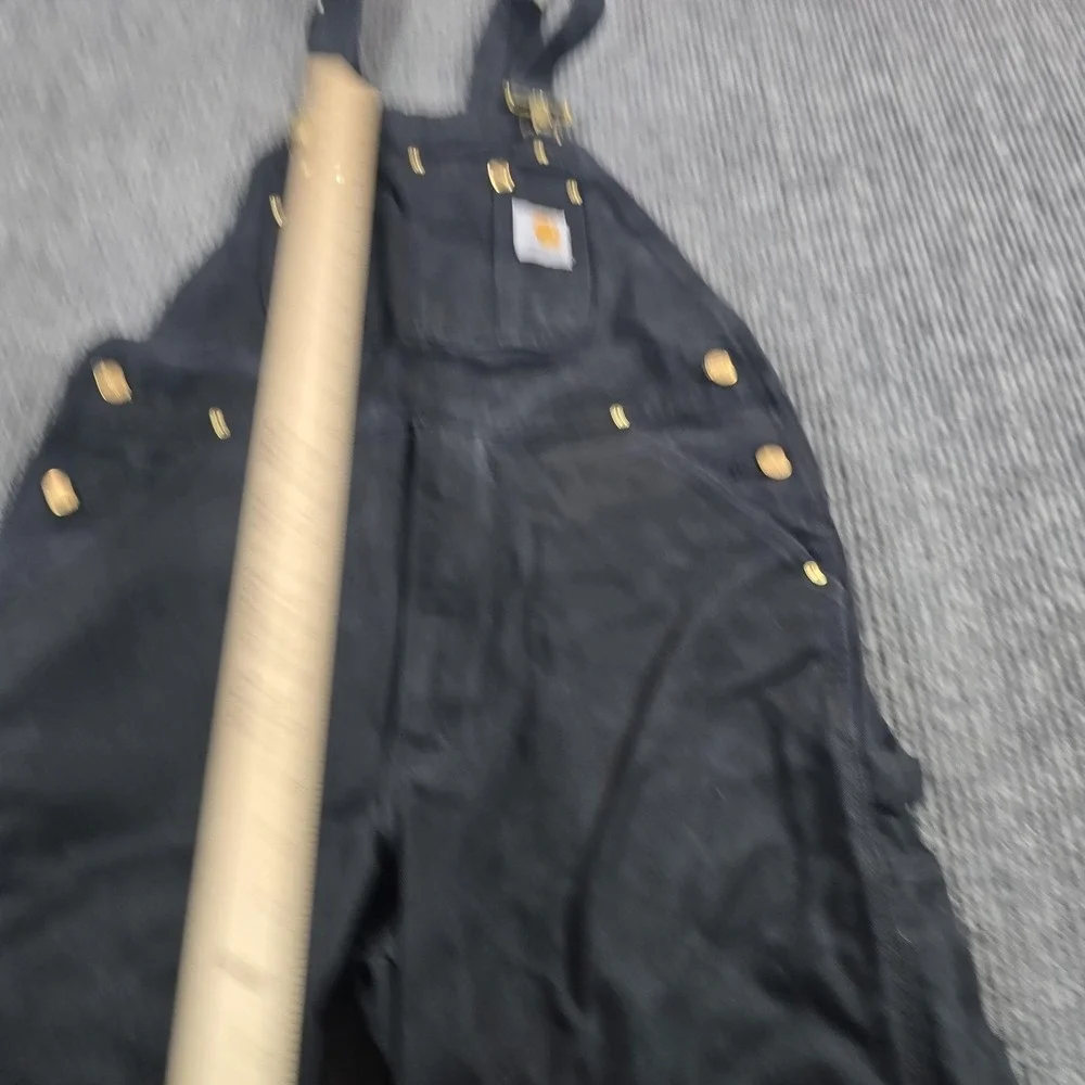 Carhartt R01 Bib Overalls Mens 36x30 Black Duck Canvas Relaxed Work Zip Leg